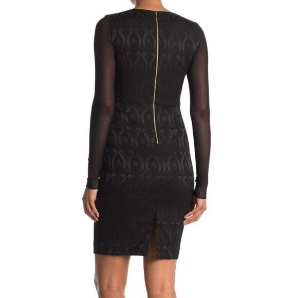 Catherine Malandrino Long Sleeve Black Sheath Classy V-neck Dress Size 2 - Picture 2 of 3